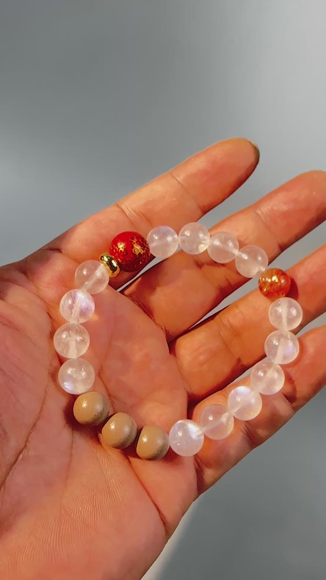 Blue Moonstone Bracelet, Sunstone,  9mm beaded bracelet, Handmade  Jewelry, positive energy.