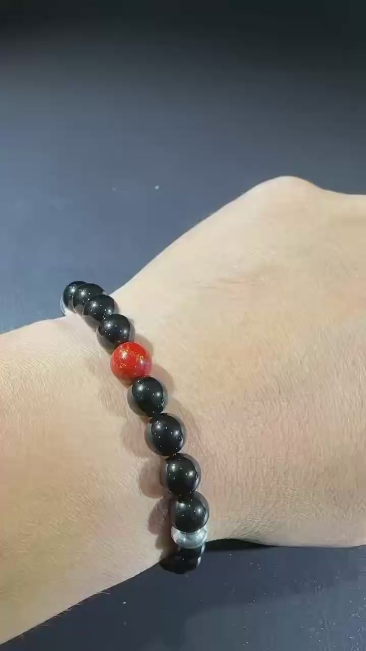 Minimalist Black Obsidian Bracelet, Spiritual Protection, Eastern Aesthetics, Everyday Styling