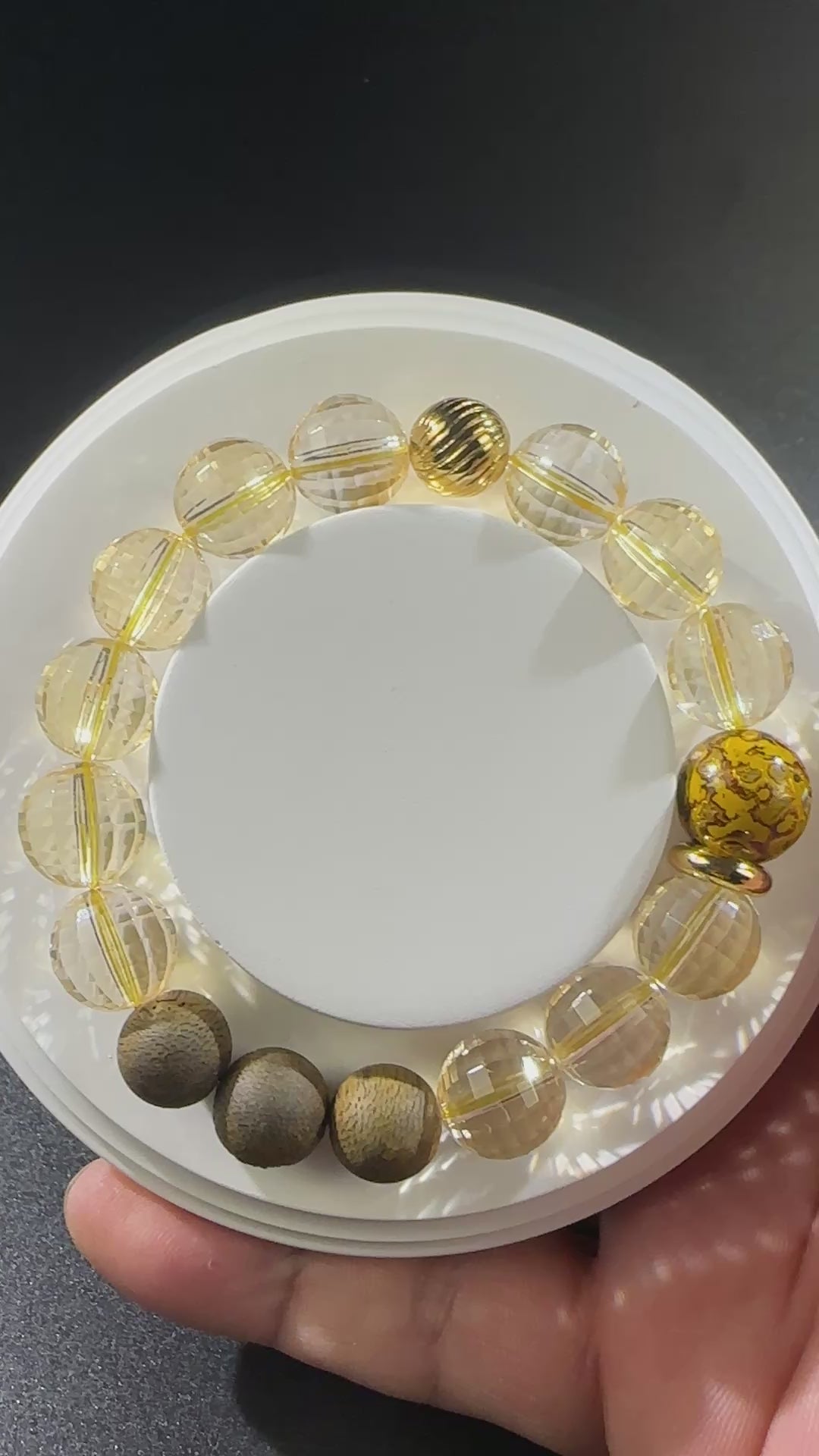 Handmade AAA Faceted Citrine Bracelet with Agarwood & Natural Lacquer Beads, Unique Prosperity Calm Talisman