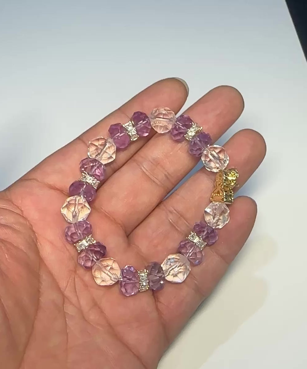 Natural Amethyst Bracelet,Calming jewelry,Spiritual Jewelry,birthday gift,artisan handmade bracelet,gift for her,mixed crystal bracelet.