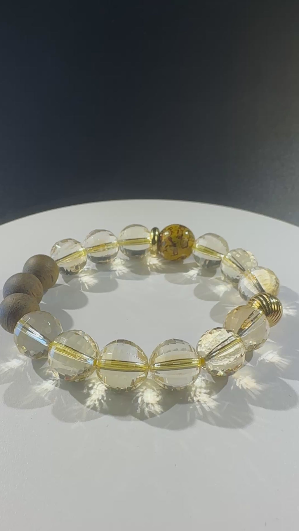 Handmade AAA Faceted Citrine Bracelet with Agarwood & Natural Lacquer Beads, Unique Prosperity Calm Talisman
