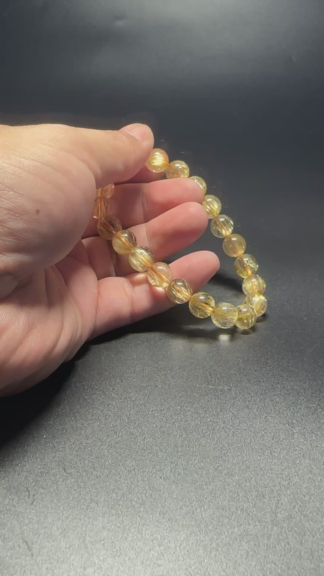 10mm Rutilated Quartz Bracelet, Clear Golden Rutile, Titanium Charm, Wealth Crystal, Men's Jewelry.