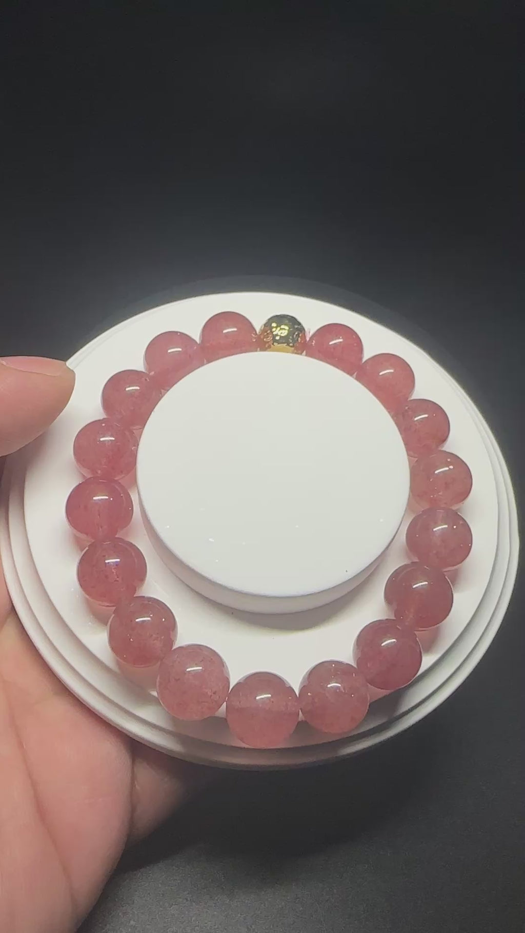 Sleek Strawberry Quartz Bracelet,  Love crystal, women's charm bracelet, meaningful gift.