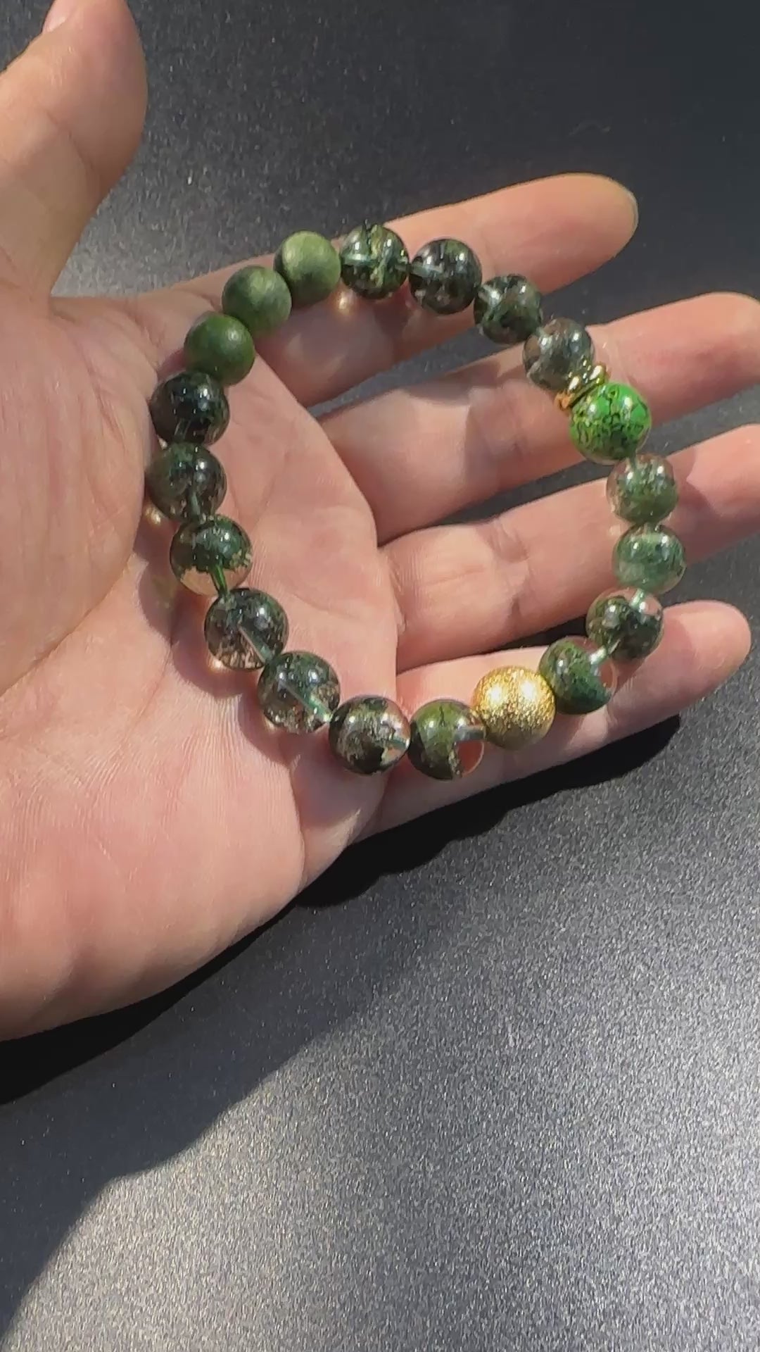 Green Phantom Quartz Bracelet, Half-Pot Inclusions, Wealth Crystal, Mixed Gem Stretch Bracelet
