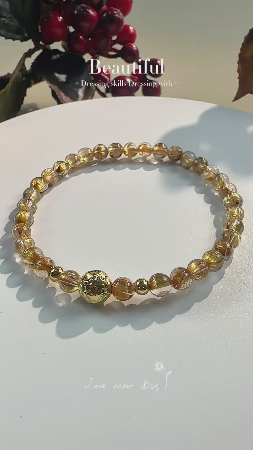 Natural Titanium Rutilated Quartz Bracelet | Wide Blade Golden Rutile, Flawless Glass Body