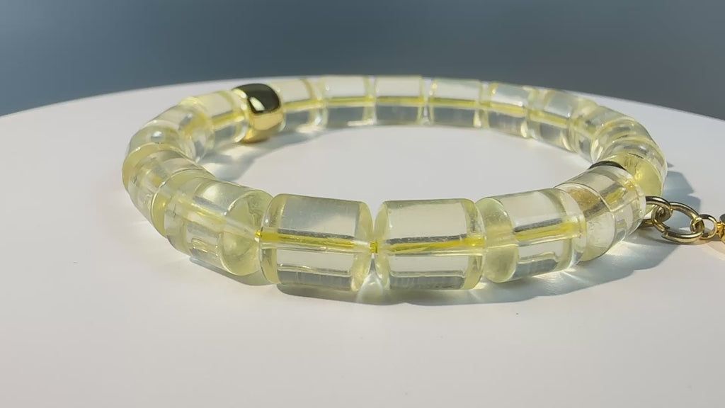 Clear Citrine Barrel Bracelet | Wealth Manifestation Crystal Jewelry