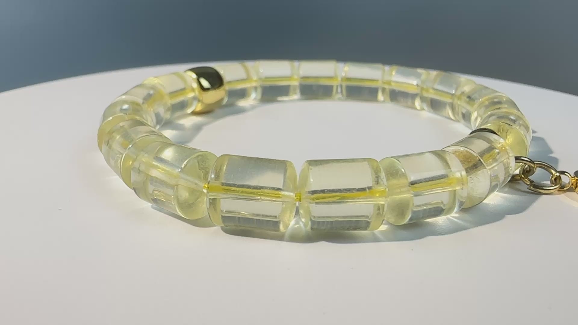 Clear Citrine Barrel Bracelet | Wealth Manifestation Crystal Jewelry